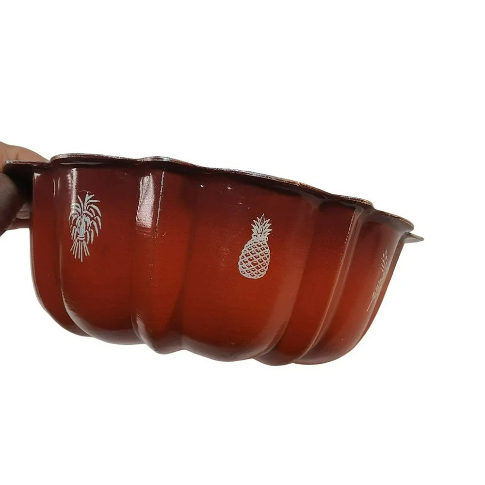 Vintage Fruit Print Bunt Cake Pan Orange White